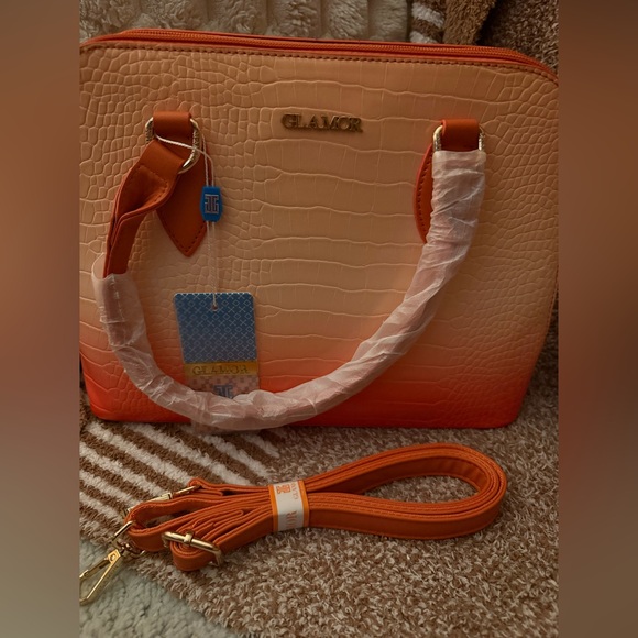 Glamor sunset-colored, alligator-skin textured satchel w/ crossbody strap- NWT - Picture 9 of 12